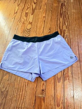Reebok Women's Lavender Athletic Shorts with Black Waistband